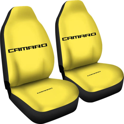 Yellow Camaro Black Letter Car Seat Cover 212802 - YourCarButBetter