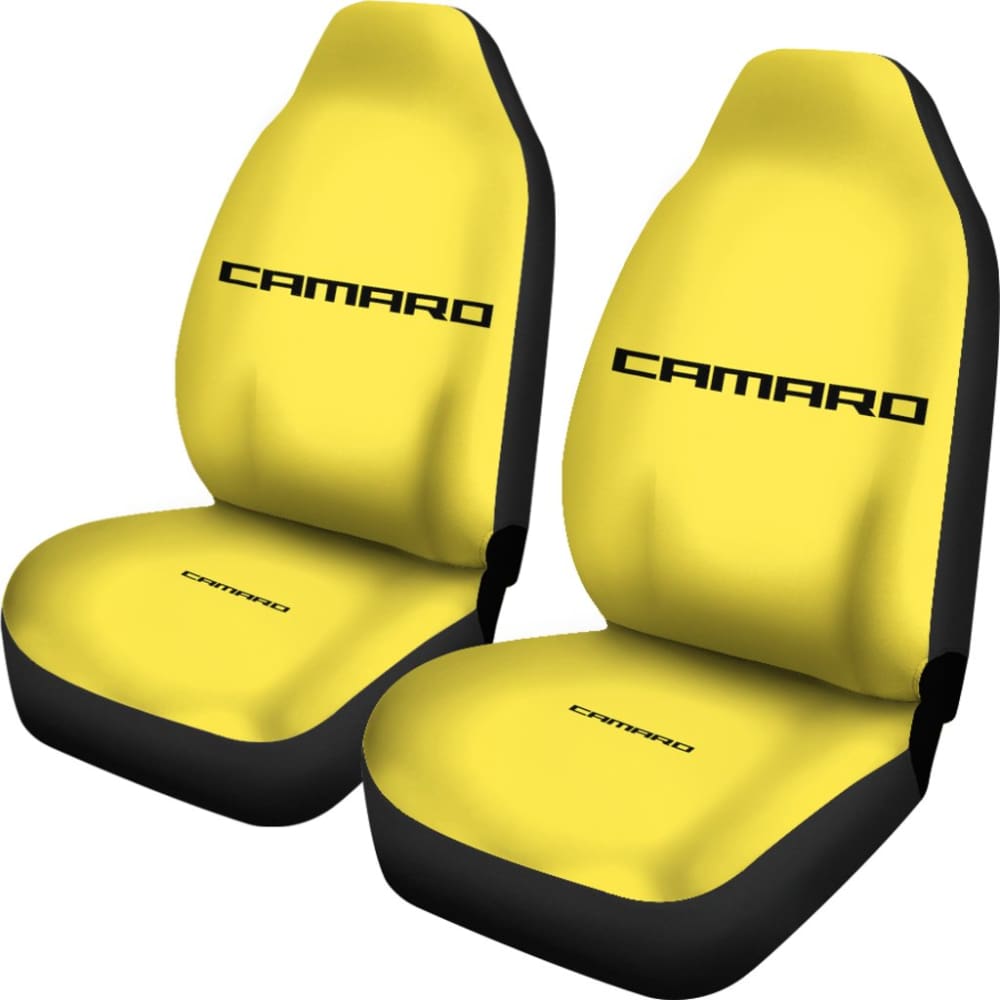 Yellow Camaro Black Letter Car Seat Cover 212802 - YourCarButBetter