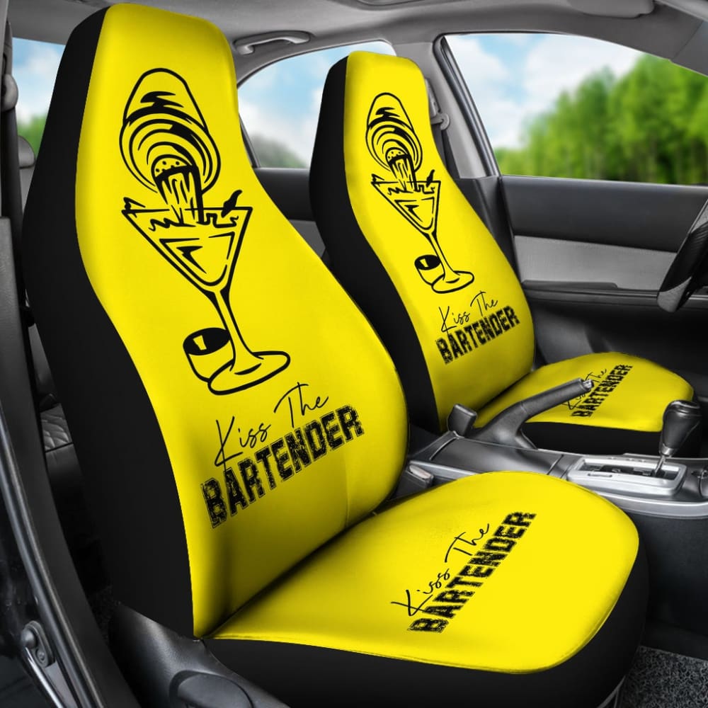 Yellow Kiss The Bartender Custom Grunge Style Car Seat Covers 211601 - YourCarButBetter