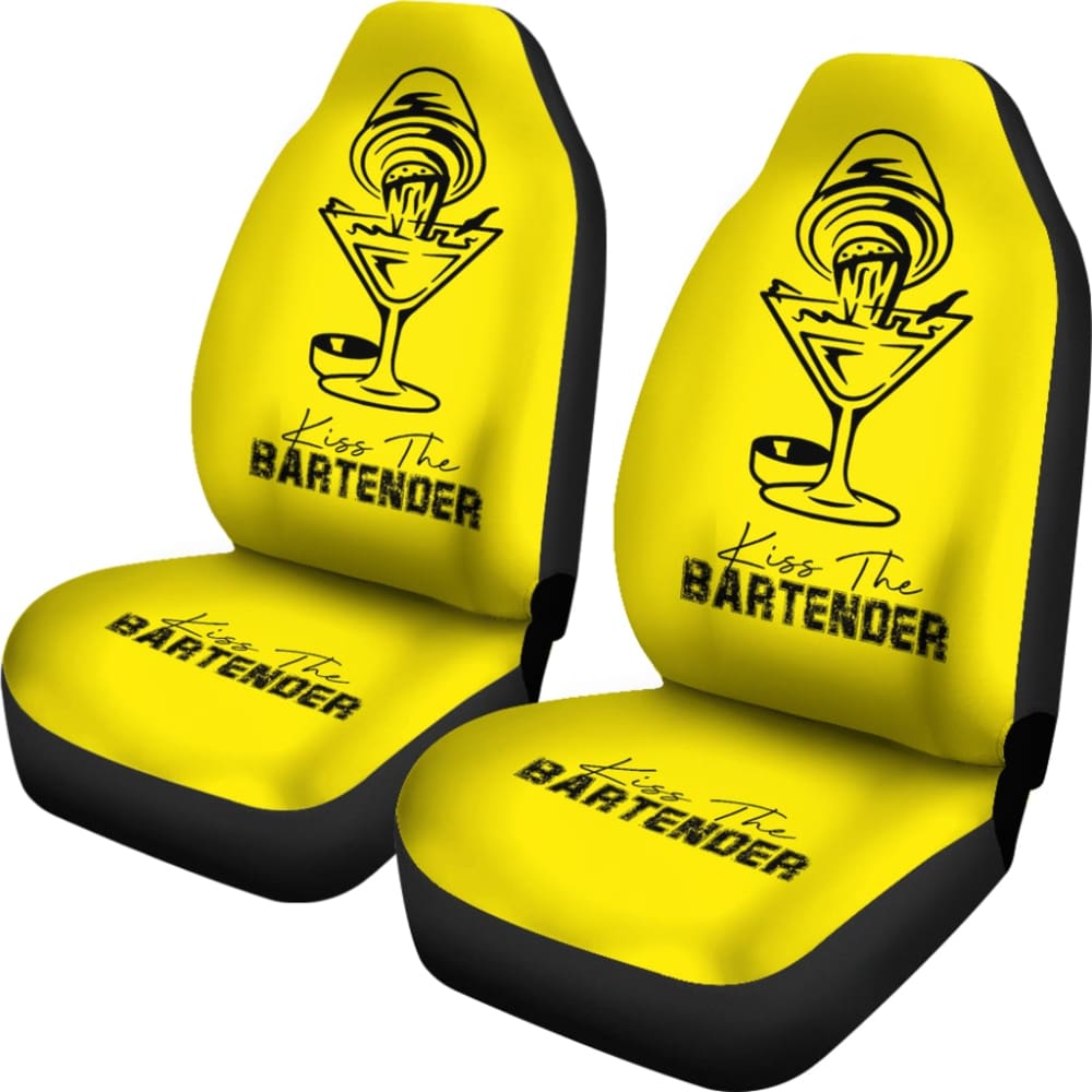 Yellow Kiss The Bartender Custom Grunge Style Car Seat Covers 211601 - YourCarButBetter