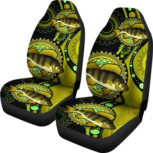 Yellow Perch Ethnic Pattern Fishing Car Seat Covers 182417 - YourCarButBetter