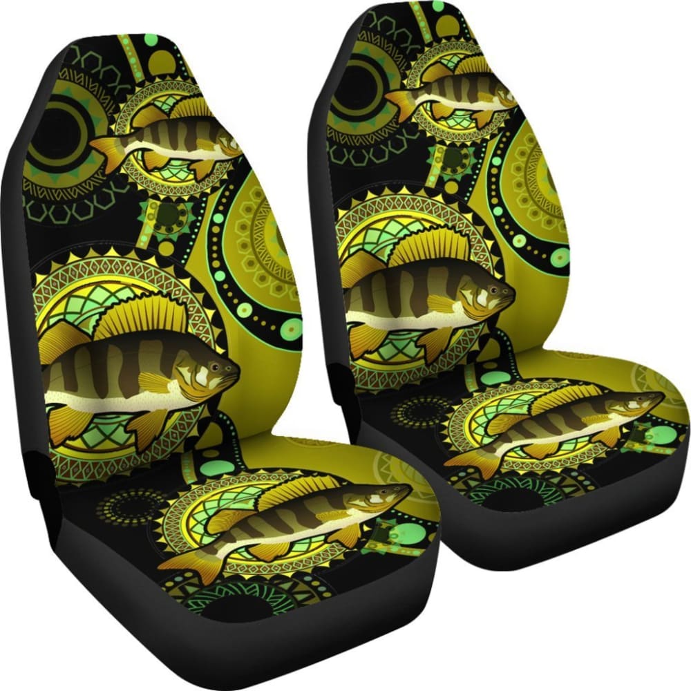 Yellow Perch Ethnic Pattern Fishing Car Seat Covers 182417 - YourCarButBetter