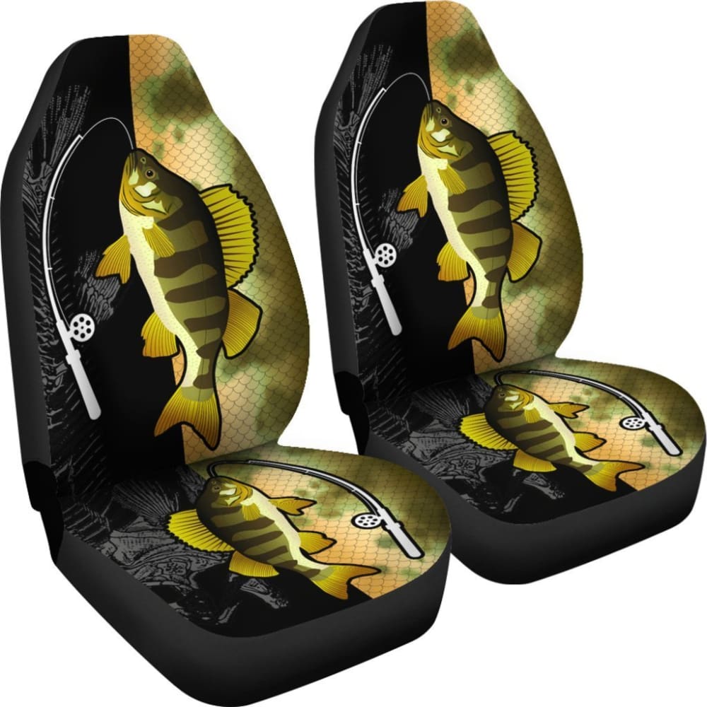 Yellow Perch Fishing Car Seat Covers 182417 - YourCarButBetter