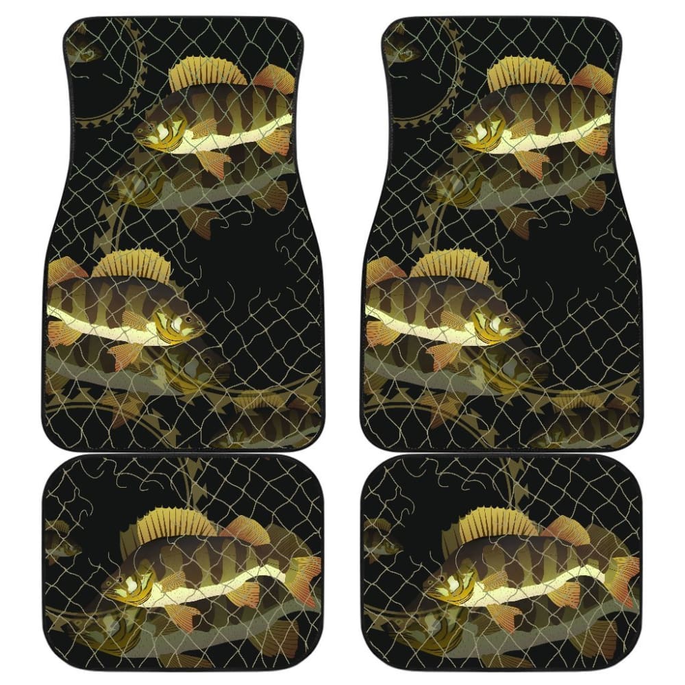 Yellow Perch In The Net Fishing Car Floor Mats 182417 - YourCarButBetter