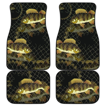 Yellow Perch In The Net Fishing Car Floor Mats 182417 - YourCarButBetter