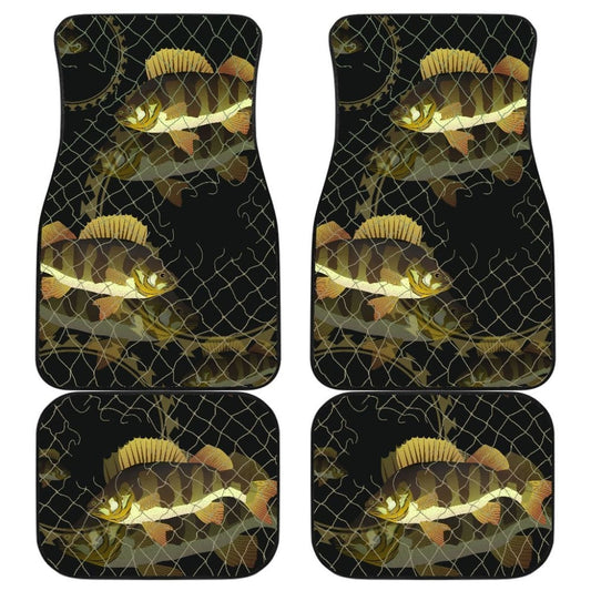 Yellow Perch In The Net Fishing Car Floor Mats 182417 - YourCarButBetter
