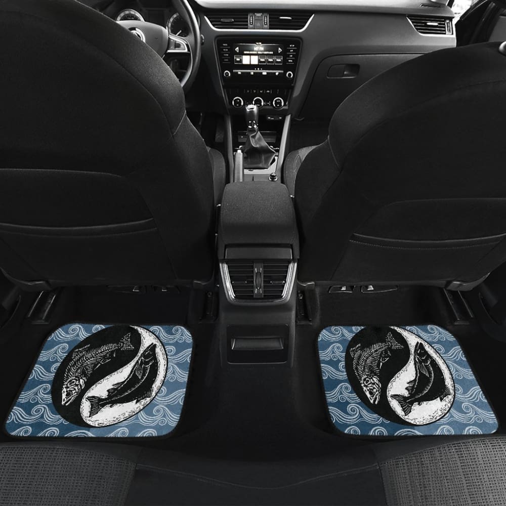 Yin And Yang Fishes Skull Fishing Car Floor Mats 182417 - YourCarButBetter