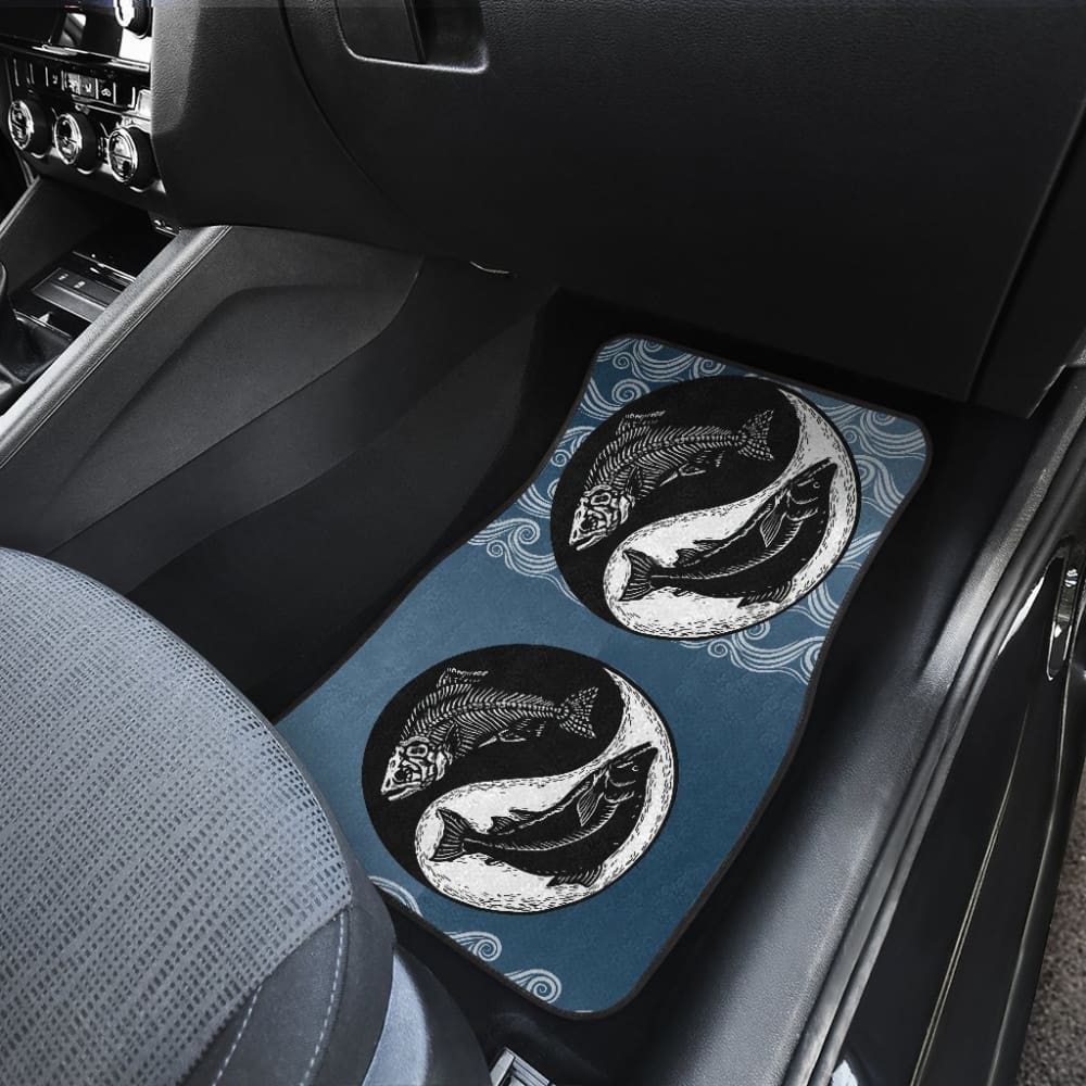 Yin And Yang Fishes Skull Fishing Car Floor Mats 182417 - YourCarButBetter