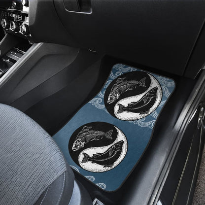 Yin And Yang Fishes Skull Fishing Car Floor Mats 182417 - YourCarButBetter