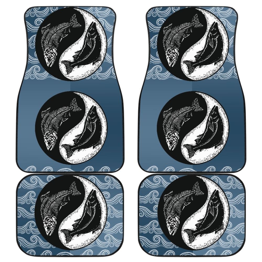 Yin And Yang Fishes Skull Fishing Car Floor Mats 182417 - YourCarButBetter