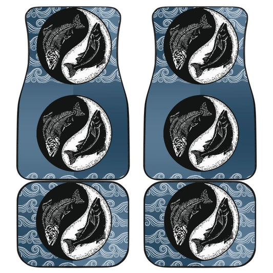 Yin And Yang Fishes Skull Fishing Car Floor Mats 182417 - YourCarButBetter