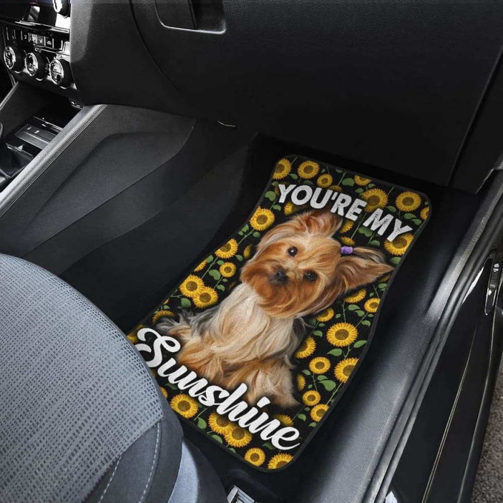 Yorkshire Dog You’re My Sunshine Sunflower Car Floor Mats 210101 - YourCarButBetter