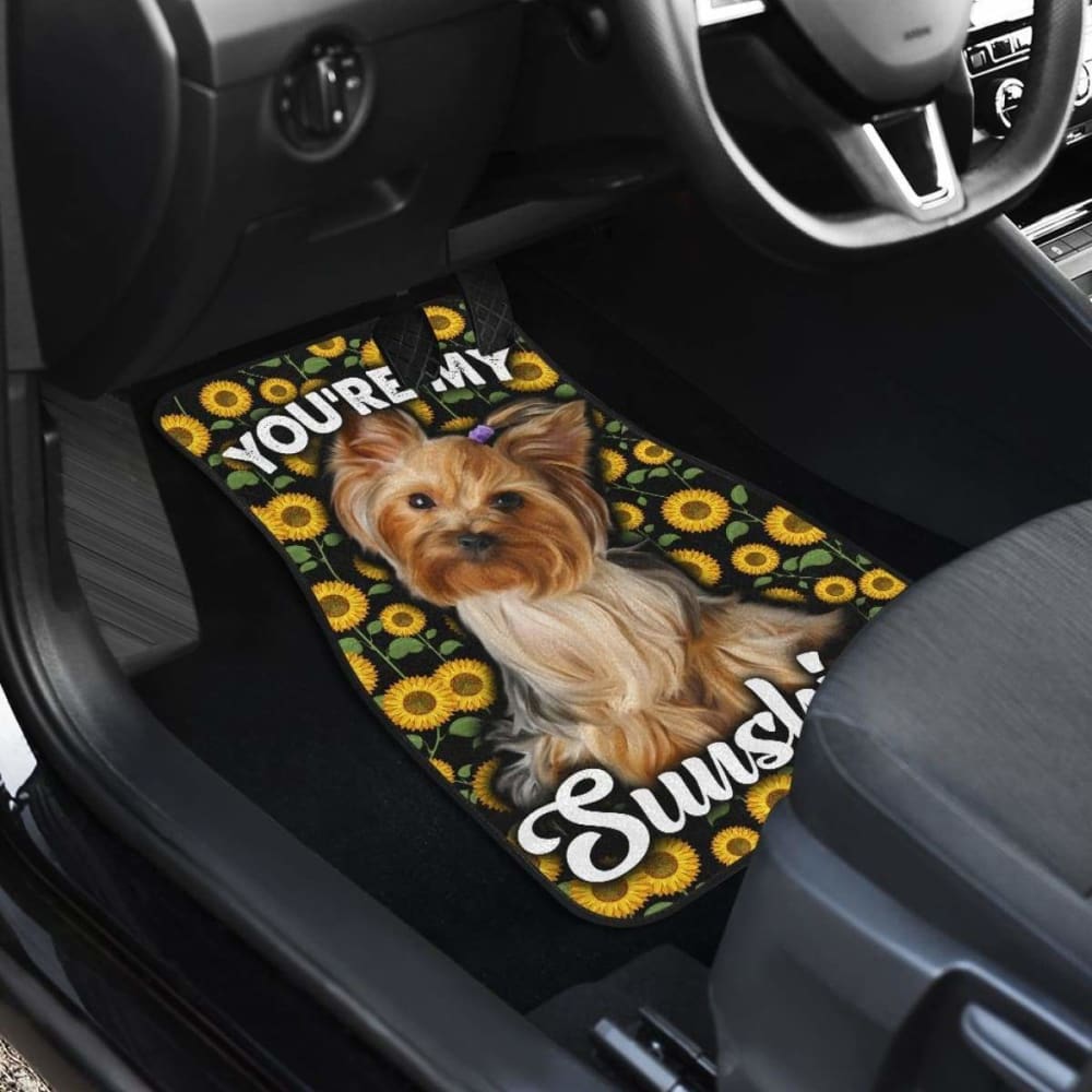 Yorkshire Dog You’re My Sunshine Sunflower Car Floor Mats 210101 - YourCarButBetter