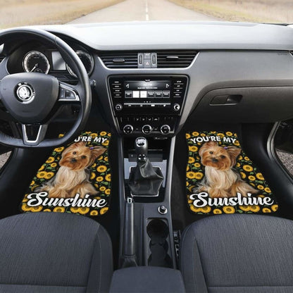 Yorkshire Dog You’re My Sunshine Sunflower Car Floor Mats 210101 - YourCarButBetter