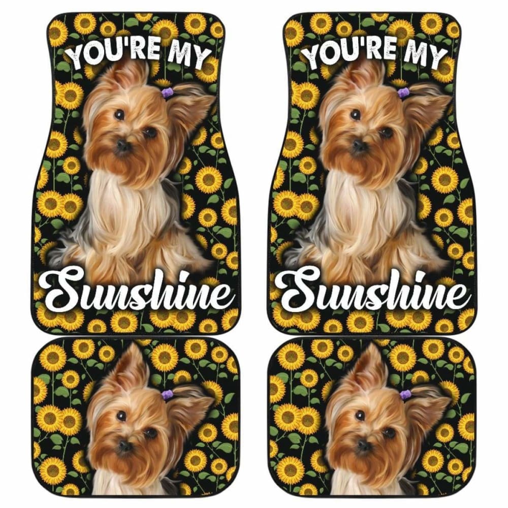 Yorkshire Dog You’re My Sunshine Sunflower Car Floor Mats 210101 - YourCarButBetter