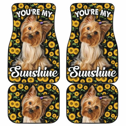 Yorkshire Dog You’re My Sunshine Sunflower Car Floor Mats 210101 - YourCarButBetter