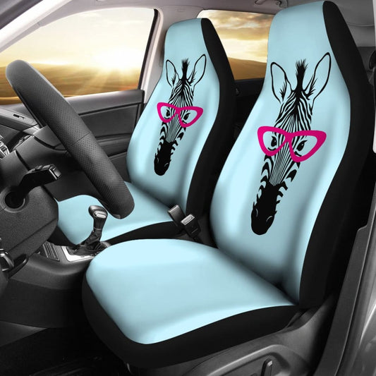 Zebra Wear Pink Glasses Car Seat Covers 212101 - YourCarButBetter