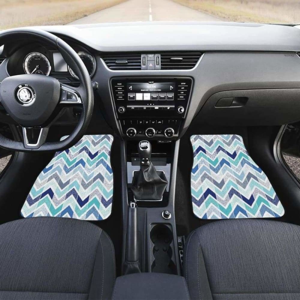 Zigzag Chevron Blue Pattern Front And Back Car Mats 110728 - YourCarButBetter