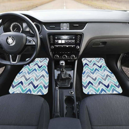 Zigzag Chevron Blue Pattern Front And Back Car Mats 110728 - YourCarButBetter
