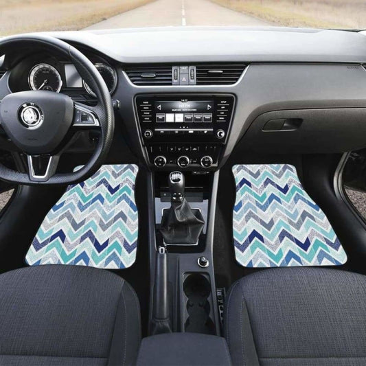 Zigzag Chevron Blue Pattern Front And Back Car Mats 110728 - YourCarButBetter