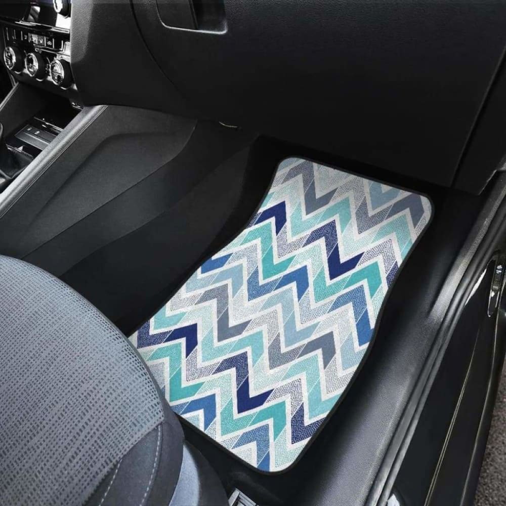 Zigzag Chevron Blue Pattern Front And Back Car Mats 110728 - YourCarButBetter