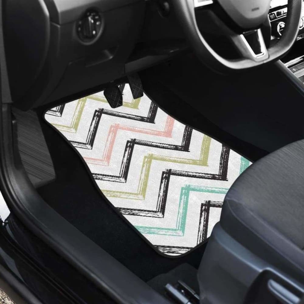 Zigzag Chevron Paint Pattern Front And Back Car Mats 110728 - YourCarButBetter