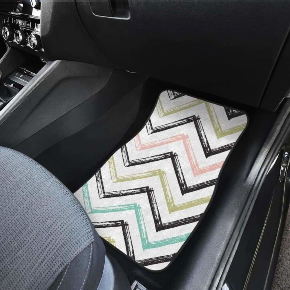 Zigzag Chevron Paint Pattern Front And Back Car Mats 110728 - YourCarButBetter